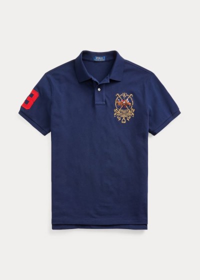 Men's Polo Ralph Lauren Custom Slim Triple-Pony Polos | 029653GYR